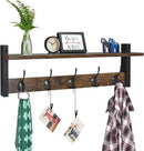 Homode Coat Rack with Wall Mount, 24 Inch Long Entryway Wall Shelf with Hooks, Wood Hanger with Storage Shelf for Bathroom, Hallway, Rustic Brown Black by CozyNest Decor
