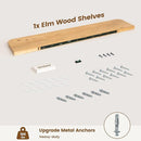 Rustic Elm Wood Floating Shelves for Wall Round Edge, 48"W x 9.2"D x 1.37"H, Set of 1 with Invisible Bracket, Wall Mounted Storage Shelves for Living Room Bedroom Kitchen Bathroom Decor, Natural by TinyTreasures Baby Boutique