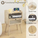AWASEN Nightstand with Charging Station, Modern Bedside Table with Glass Decorative Drawer, Charging Night Stand Side Tables for Bedroom and Small Space, Rustic White Oak by CozyNest Decor