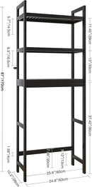 SMIBUY Bathroom Storage Shelf, Bamboo Over-The-Toilet Organizer Rack, Freestanding Toilet Space Saver with 3-Tier Adjustable Shelves (Black)