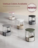 VASAGLE Side Table with Charging Station, Round End Table with Fabric Basket, Nightstand with Power Outlets, USB Ports, for Living Room, Bedroom, Modern, Matte White and Camel Brown ULET228W01 by CozyNest Decor