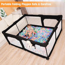Foldable Baby Playpen with Gate, Extra Large Collapsible Play Yard for Babies & Toddlers, Portable Travel Play Pen with Fence, Safe Activity Center for Indoor & Outdoor Use (59"×71" Black) by TinyTreasures Baby Boutique