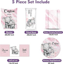 Personalized Baby Crib Bedding Set for Baby Girls, Pink Elephant Design Custom Name Baby Crib Sets 5-Pcs, Toddler Double Layer Blanket Fitted Sheets Changing Pad Cover Rug Wall Art Set by TinyTreasures Baby Boutique
