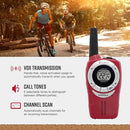 Cobra ACXT360 Water Resistant Walkie Talkies – Rechargeable, 22 Channels, Long Range 25-Mile Range Two-Way Radios 3-Pack, White, Silver and Red by TinyTreasures Baby Boutique