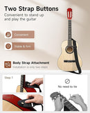 Moukey 36 Inch Acoustic Guitar for Beginners Kids Youth 3/4 Size Dreadnought Travel Guitarra Acustica Kit with Chord Poster, Gig Bag, Tuner, Picks, Nylon Strings, Capo, Strap - Natural by TinyTreasures Baby Boutique