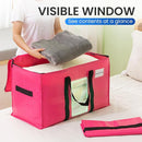 TAILI 4 Pack Pink Extra Large Moving Bags, Heavy Duty Totes with Visible Window, Wrap Around Handles, Great for Storage, Space-Saving by TinyTreasures Baby Boutique