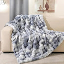 Latepis Faux Fur Fluffy Blanket for Couch, Super Soft Luxury Faux Fur Bubble Plush Thick Warm Cozy Fuzzy Twin Blanket for All Seasons, 60” x 80”, Tie-dye Blue, 860GSM by CozyNest Decor