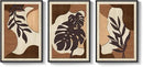 Framed Textured Wood 3D Wall Art for Living Room, Large Boho Tropical Brown Artwork for Walls, 3 Piece Farmhouse Botanical Leaf Wood 3D Textured Wall Art Decor for Office Bedroom Hallway, 24x36 Inch by CozyNest Decor