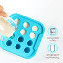 Silicone Milk Freezer Tray - Perfect Storage Container Silicone Baby Food Freezer Tray Mold With Lid for Bone Broth, Purees Baby Food and Purees Color Aqua Blue by TinyTreasures Baby Boutique