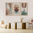 IARTTOP Large Boho Wall Art Set Of 3 Framed Mid Century Modern Wall Decor Abstract Geometric Wood Wall Art For Bedroom Living Room Office 16"x 32" by CozyNest Decor