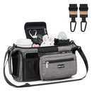 TOPDesign Universal Baby Stroller Organizer, Stroller Caddy with Heightened Insulated Cup Holders & Non-Slip Secure Hooks Accessories, Fits Most Strollers, Machine Washable (Grey) by TinyTreasures Baby Boutique