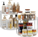LAMU 2 Pack 2 Tier Lazy Susan Turntable Organizer 9.25'' Rotating Spice Rack Organization for Cabinet, Kitchen, Pantry, Countertop, Bathroom, Vanity, Medicine Cabinet Organizer, Clear by CozyNest Decor