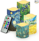 Ystardream Oil Painting Flameless Candles Plastic Moving Flickering LED Candles with Remote Color Changing & Timer,4 Packs by GreenHaven Gardens