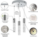 OKELI Dimmable LED 3-Light Pendant Light for Kitchen Island, 18W 1350LM Modern Bubble Crystal Island Light Fixture,6000K, Electro-Chrome, Easy Installation, Round by CozyNest Decor