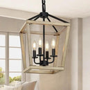 4 Light Chandelier Fixture, Farmhouse Light Fixtures Geometric Metal Cage Modern Ceiling Light with Adjustable Height, E12 Base Hanging Lights for Kitchen Island, Dining Room, Living Room, Indoor by CozyNest Decor