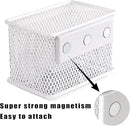 White Magnetic Basket, Magnetic Pencil Holder for whiteboard, Wire Mesh Magnetic Refrigerate Organizer, Magnetic shelf Desktop Storage, 3.42'' x 2.36'' x 2.55'',Set of 4 by CozyNest Decor