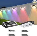 OUTON Solar Fence Lights Outdoor, 3-Side RGBCW Fence Light Solar Powered, 10 Modes Dusk to Dawn Auto ON/Off Deck Lights, IP65 Waterproof Outside Light for Garden Step Patio Backyard Wall, 6-Pack by GreenHaven Gardens