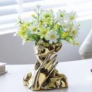 BrownLove Golden Ceramic Face Vase, Modern Golden Decorative Art Vase, Bookshelf Placed On The Desktop, Small Living Room, Office and Bedroom by GreenHaven Gardens