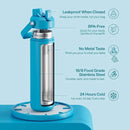 Insulated Water Bottle with Straw - Encool Stainless Steel Water Bottle, Leak-Proof, BPA-Free, Double Wall Vacuum Keeps Cold for 24 Hours for Sports, Travel, School (26 oz, Azure Blue) by CozyNest Decor