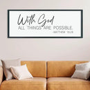 LuZhiQiang With God All Things Are Possible Wall Decor 40"×15" Matthew 19:26 sign Bible Verse Scripture for Living Room Large Wood Framed Wall Hanging Art (Black) by CozyNest Decor