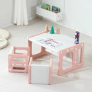 3 in 1 Montessori Weaning Table and 2 Chairs Set, Kids Desk and Chair Set, 2 Height Levels, Toddlers Activity Table for Drawing, Dining, Reading and Playing, Pink by CozyNest Decor