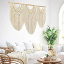 large macrame wall hanging - Boho Tapestry Macrame Wall Decor Art- Chic Bohemian Handmade Woven Tapestry Home Decoration for Bedroom Living Room Apartment Wedding Party - 43"x32" (Beige-Wood Bead) by CozyNest Decor