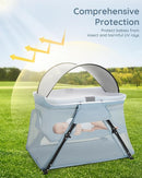 Lilian&Gema 2-in-1 Travel Crib, Portable Crib with Backpack, Lightweight Baby Travel Playpen, Foldable Play Yard with Thick Mattress for Babies & Toddlers, Baby Travel Essential by TinyTreasures Baby Boutique