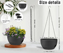 2 Pack 12 Inch Large Hanging Planters with Chains Self Watering Black Plastic Hanging Pots for Indoor Outdoor Plants, Garden Porch Home Decor，Black by GreenHaven Gardens