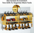 CCCEI Modular Power Tool Organizer Wall Mount with Charging Station. Garage 4 Drill Storage Shelf with Hooks, Drill Bit Heavy Duty Rack, Gold Tool Battery Holder Built in 8 Outlet Power Strip. by GreenHaven Gardens