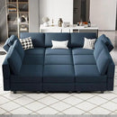 Belffin Modular Sectional Sofa with Ottomans Velvet Reversible Sleeper Sectional Sofa with Chaise Modular Sleeper Sofa Bed with Storage Seat Blue by CozyNest Decor