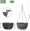 T4U 12 Inch Large Hanging Planters for Outdoor Plants, 2 Pack Self Watering Hanging Pots Indoor, Hanging Baskets for Plants,Hanging Flower Pot with Drainage Hole and Plant Hanger, Grey by GreenHaven Gardens