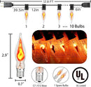 12.8Ft Christmas Lights Flickering Flame String Lights with 12 Pack Clear C7 Flame Light Bulbs（2 Spare）, Great for Indoor Outdoor Home Patio Party Christmas Decorations Lights, 1W, E12 Base by GreenHaven Gardens