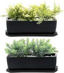 MyGift Matte Black Ceramic Indoor Plant Pot Succulent Planter, Decorative Flower Planter with Drainage Hole and Removable Tray (14 inch - 2 Pack) by GreenHaven Gardens