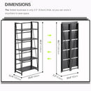 4NM No Assembly Foldable Bookshelf, 5-Shelf Collapsible Bookcase Storage for Small Spaces, 62.2" H, All Black by CozyNest Decor