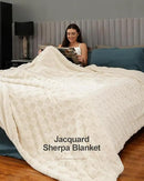 Pawque Super Soft Cozy Throw Blanket for Couch Bed - Fluffy Sherpa Fleece Reversible Thick Warm Fuzzy Blanket for All-Season, 3D Checkered Jacquard Elegant Decorative Blankets, Cream White, 50" x 60" by CozyNest Decor
