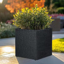 LEWIS&WAYNE Large Square Planter Box Handmade Wicker Tall Planters for Outdoor Plants with Removable Liners Modern Planter for Indoor Outdoor Garden Patio Front Porch - Black, 17''x17''x18'' by CozyNest Decor
