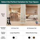 Cumbor 34" Extra Tall No Bottom Bar Baby Gate for Stairs, Auto Close Dog Gate Indoor for Larger Pets, 29.2-43" Hardware Mounted Safety Gate for Doorways, Wide Walk Thru Door for Easy Access (White) by TinyTreasures Baby Boutique