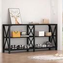 LVB Industrial Entryway Table, Farmhouse Rustic Console Tables Behind Couch, Long Metal Wooden Sofa Table with Storage Shelf, Modern Foyer Hallway Table for Living Room Bedroom, Black Oak, 63 in by CozyNest Decor