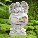 Garden Angel Statue with Cross Solar LED Light, Memorial Gifts for Loved Ones, Cemetery Grave Decorations by CozyNest Decor