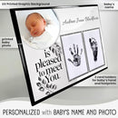 Baby Hand and Footprint Kit with Photo & Birth Details, Inkless Hand and Footprint Kit, Newborn Keepsake Plaque, Baby Shower Gifts (STYLE 1 (Fully Personalized) (Is Pleased To Meet You)) by TinyTreasures Baby Boutique