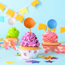 75 Pieces Cake Balls Topper Decorations Foam Cupcake Topper Mini Balloon Cake Topper Balls Cake Picks for Cake Deco Birthday Party Wedding（Orange,Yellow,Blue,White） by TinyTreasures Baby Boutique