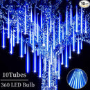 Christmas Meteor Shower Lights Outdoor - 12 Inch 10 Tube 360 LED High Brightness Falling Rain Icicle Cascading Lights for Xmas Tree Roof Eaves Patio Decor by GreenHaven Gardens