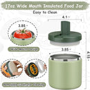 19oz Insulated Vacuum Food Jar with Buckle Lid Wide Mouth Soup Thermo for Hot Food Kids Leakproof Stainless Steel Lunch Container- Green-1Pack by TinyTreasures Baby Boutique