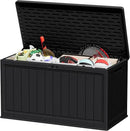 JUMMICO 160 Gallon Resin Outdoor Storage Deck Box with Divider, Waterproof Storage Box&Bench with Lockable Lid for Garden Tools, Pools Supplies (Black) by CozyNest Decor