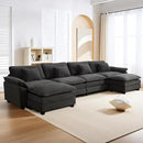 URRED Modular Sectional Sofa Comfy Cloud Couch, Modern Velvet Sofa Sleeper Deep Seat Couches with Ottoman/Pillows for Living Room (Dark Gray, 154'' - U Shape) by CozyNest Decor