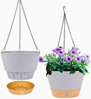 QCQHDU 2 Pack Hanging Planters for Indoor Outdoor Plants, 10 Inch Hanging Baskets Flower Pots with Reservoir Tray & Visible Water-Level by CozyNest Decor