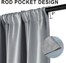 XWZO Complete Blackout Window Curtain Panels with Tiebacks- Rod Pocket Noise Reduction and Light Blocking Curtains with Black Liner for Studio, Basement Room, Grey, W42 x L45, Set of 2 by TinyTreasures Baby Boutique