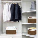 Storage Bins Large Fabric Storage Baskets for Shelves 3 Pack, Decorative Linen Closet Baskets with Handles for Organizing, Shelf, Clothes, Home, Office, 15x11x9.5Inches (Brown&White) by CozyNest Decor
