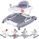 Foldable Baby 5-in-1 Activity Walker - Rocker, Activity Center, Bouncer, Seat, Push Walker - Adjustable Speed Rear Wheels and Height Toys Ages 6-18 Months (Grey) by TinyTreasures Baby Boutique
