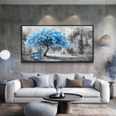 ZUITINGHUA Black Framed Canvas Wall Art For Living Room Large Wall Decor For Office Bedroom Decorations Blue Tree Landscape Pictures Black And White Paintings Artwork Aesthetic Home Decor 30x60 In by CozyNest Decor